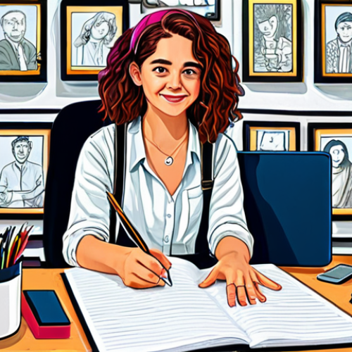 **

"A vibrant illustration of Sophie Ruby surrounded by various content creators, all in a playful and collaborative setting, working on different artistic projects. Background shows elements of illustrations, short stories, and video production. Everyone is fully clothed in casual, creative attire. safe for work, appropriate content, family-friendly, professional, perfect anatomy, correct proportions, natural pose, well-formed hands, proper finger count, natural body proportions."

**