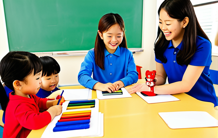**
"A group of diverse, fully clothed children (ages 6-9) are playing together in a brightly colored, modern classroom with various toys and art supplies, safe for work, appropriate content, perfect anatomy, well-formed hands, proper finger count, natural body proportions, family-friendly, professional illustration, vibrant colors, clean lines, inspired by Korean animation style, modest attire, emphasis on friendship and teamwork, positive and uplifting atmosphere."
**