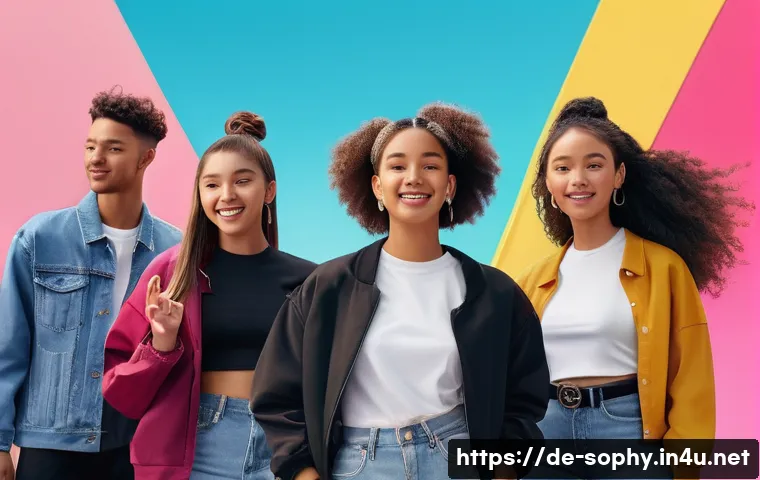 소피루비 테마송의 인기 - A vibrant social media scene featuring diverse young adults creating TikTok dance videos using a pop...