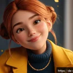 Home 20 소피루비 캐릭터의 성장 과정 - A detailed character portrait of SofiRuby, a lively female animation character with expressive facia...