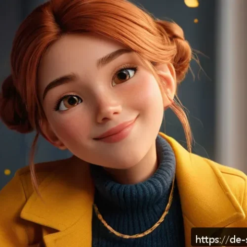 Home 32 소피루비 캐릭터의 성장 과정 - A detailed character portrait of SofiRuby, a lively female animation character with expressive facia...